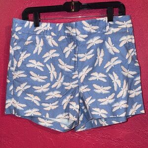 LOFT adorable Blue Dragonfly Print cotton blend shorts. Sz 12.